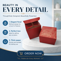 FUSSEN Vente en gros de boîtes cadeaux en carton rigide texturé rouge avec logo personnalisé, boîte d'emballage pour bijoux de mariage avec motif floral en feuille d'or