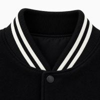 Blouson universitaire rétro personnalisé 380g épais, noir et blanc, style baseball, boutons-pression, streetwear homme, commande en gros
