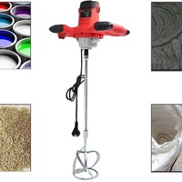 Mélangeur électrique portatif 1600W à vitesse réglable pour béton, mélangeur manuel portable, moteur sans balais, pour plâtre, ciment et peinture