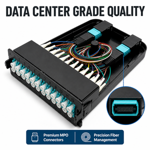 Módulo de Cassette MPO MTP a LC de Alta Densidad de 24 Núcleos, 12 Puertos LGX Enchufables, OM3 OM4 OS2 Tipo A B, 40G 100G 400G, Montaje en Rack para Centro de Datos - Product Image 1
