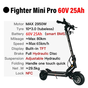 2026 <span class=keywords><strong>Teverun</strong></span> <span class=keywords><strong>Fighter</strong></span> <span class=keywords><strong>Mini</strong></span> Pro BOSCH 60V 31.8Ah Batterie Smart BMS APP avec GPS Suspension Hydraulique Réglable KKE - Product Image 5