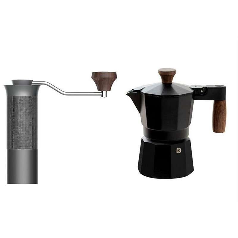 Double Valve Moka Pot, 6-Piece Coffee Grinder [No Gift Box]