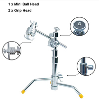 Mini soporte de bolsillo C con brazo de pluma y cabeza de agarre Mini cabeza de bola para iluminación de vídeo de estudio de fotografía de mesa o trabajo en miniatura