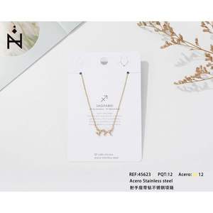 Collar del Zodiaco Sagitario con Circonita Cúbica, Chapado en Oro, Cadena de Acero Inoxidable, Colgante para Mujer - Product Image 2