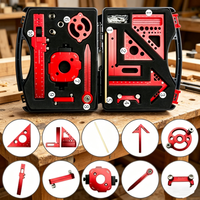 Ensemble d'outils de mesure en alliage d'aluminium pour la menuiserie avec boîte à outils, kit de mesure et de positionnement pour la menuiserie, outils de marquage, outils de menuiserie