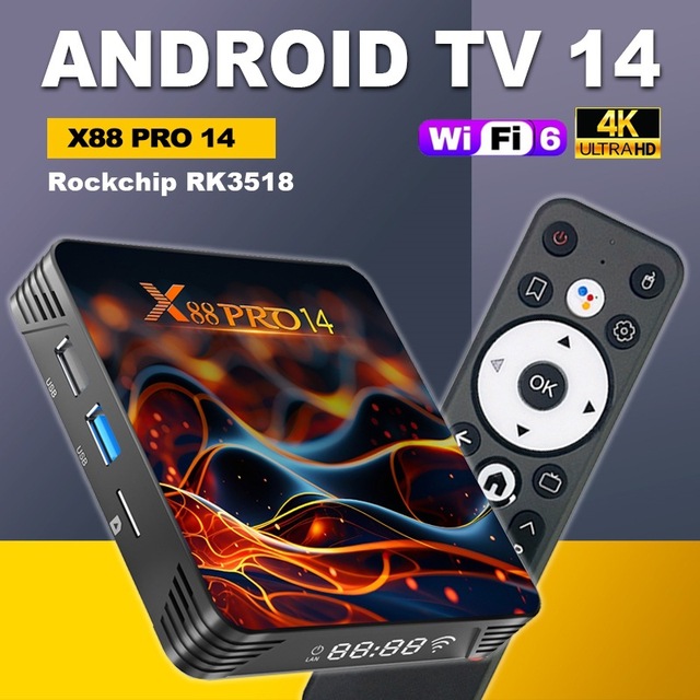 Cross-border X88 PRO 14 Quad-Core Dual-Band Wi-Fi 6 Android 14 4K Network Player 14 Set-top Box TV Box Wholesale