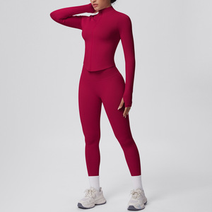 Ensemble haut sans manches léger et imperméable à col montant zippé et leggings push-up pour femmes grandes tailles, idéal pour la gym, les loisirs et le quotidien - Product Image 2