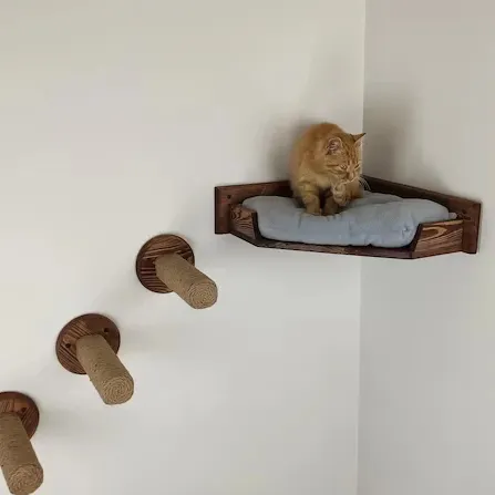 Wandmontiertes hölzernes Katzenregal Brücke Couch Geschenk Katze Wandmöbel Schritte Ecke Katzenbett Regal für Ihre Haustiere