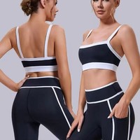 Soutien-gorge de sport antichoc haute intensité color-block avec bretelles croisées, débardeur sans couture en Spandex/Nylon pour la course et le yoga féminin