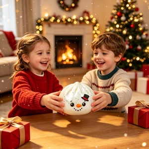 Christmas Snowman <b>Glitter</b> Dumpling Squishy Soft Squeeze Fidget Toy Stress Relief Sensory Toy Gift for Kids and Adult - Product Image 3