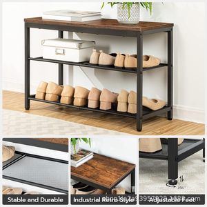 Wooden Multi Layer <b>Shoe</b> Cabinet With Seating Entryway <b>Storage</b> Bench <b>Space</b> <b>Saving</b> <b>Shoe</b> Rack For Living Room - Product Image 4