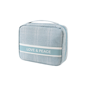 Bolsa de cosméticos Love & Peace, estuche de maquillaje portátil sellado de gran capacidad, bolsa de almacenamiento de viaje portátil - Product Image 2