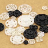 Presse à coudre transparente blanche Boutons pression en plastique 2 parties Design carré Taille 6mm 10mm 15mm 18mm Résine de nylon décorative lavable