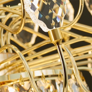 Candelabros de cristal grandes de lujo francés, decoración de techo de boda dorada, hermosas luces colgantes - Product Image 3