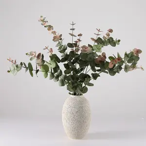 X282 Artificial Plant 8 Branch Eucalyptus Leaf Red Green Plant Centerpiece Flower Home Wedding Decoration