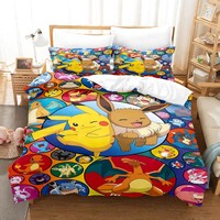 Dessin animé Anime ensemble de literie couette housse de couette taie d'oreiller ensemble de lit reine roi taille