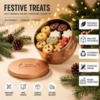 Boîte à biscuits de Noël ronde écologique et recyclable, petit MOQ, logo personnalisable, étui festif pour biscuits au gingembre, pour friandises