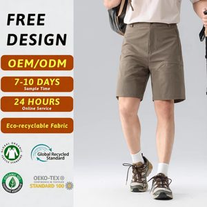 Outdoor Hiking Men's Casual Woven Canvas Zipper Fly Printed Work Shorts-Multi-Pocket Tactical Shorts Invisible Elastic