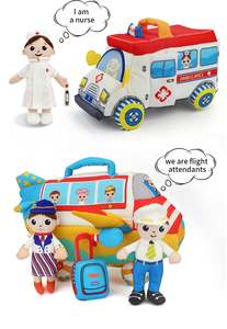 Jollybaby Factory - Juego de Juguetes de Peluche Personalizados de Auto de Carreras y Avión con Muñeco de Azafata y Capitán, Peluche Unisex CN;GUA - Product Image 4