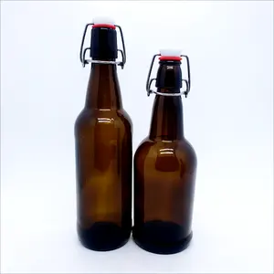 재고 500ml 0.5 1 리터 플립 탑 캡 33OZ 음료 1000ml 부엌에서 사용되는 스윙 스토퍼와 1 리터 유리 병 Kombucha