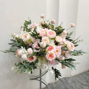 Fleurs artificielles bleu roi, roses vertes pour mariage, boule de fleurs bleues, décorations pour fêtes - Product Image 3