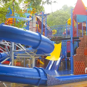 Yetişkinler ve çocuklar için Dalang Maya su evi eğlence parkı tema macera parkı için komik su oyunu fiberglas su kaydırağı
