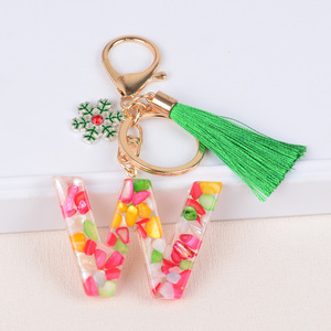 Porte-clés en alliage à pampilles photo numérique, combinaison bicolore, lettres de l'alphabet, pendentif de sac pour femme, personnalisé, très vendu - Product Image 4
