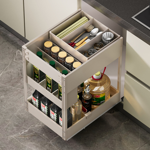 Unités de rangement de cuisine en aluminium à montage latéral avec porte-bouteilles et panier coulissant écologique pour armoires - Product Image 2