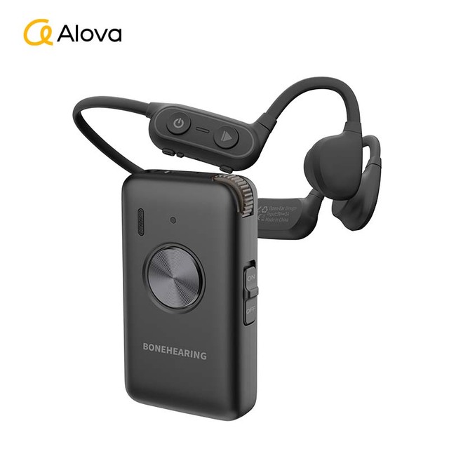 ALOVA Low Latency Wireless Audio Receiver Portable Host TV Use Bone Conduction Assistive Listening Headset