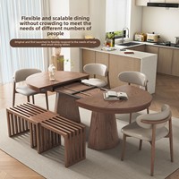 Table à manger en bois massif de style français, extensible et pliable, pour salon, table variable pour petit appartement