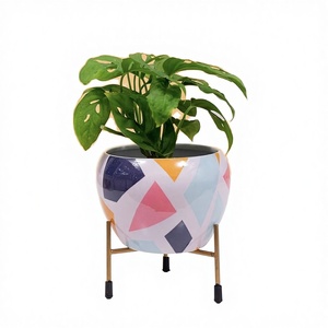 Elegant 6" Inch Luxury Home Decor Metal Flower <b>Pot</b> Vase <b>Stand</b> Classic Design Iron Garden Planters Multicolor Printed GOOD DESIGN - Product Image 3