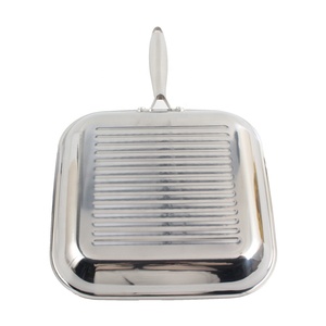 Poêle à frire carrée en acier inoxydable TrPly antiadhésive avec surface rainurée pour steak, compatible induction - Product Image 6