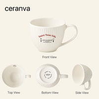 Tasses à café en céramique 550 ml les plus populaires en stock – Vente en gros usine – Ensemble de tasses à rayures blanches au design européen pour soupes et flocons d'avoine