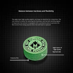 ダヴァニ 8層レザー圧力ビリヤードキューチップ 14mm <span class=keywords><strong>M</strong></span>モデル（ラージヘッドキュー用） 緑色。 プロの競技レベル。 - Product Image 2