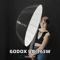 Godox UB-165W Nylon Intérieur Blanc Parapluie Lumière Douce Parabolique Parapluie Studio Réfléchissant Profond pour la Photographie Prise de Vue Vidéo