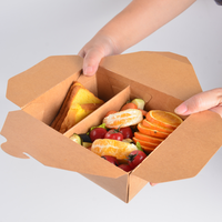Emballage rapide de style moderne Boîte alimentaire isolée en papier kraft à emporter avec compartiment pour sushi sucre croustilles de pommes de terre