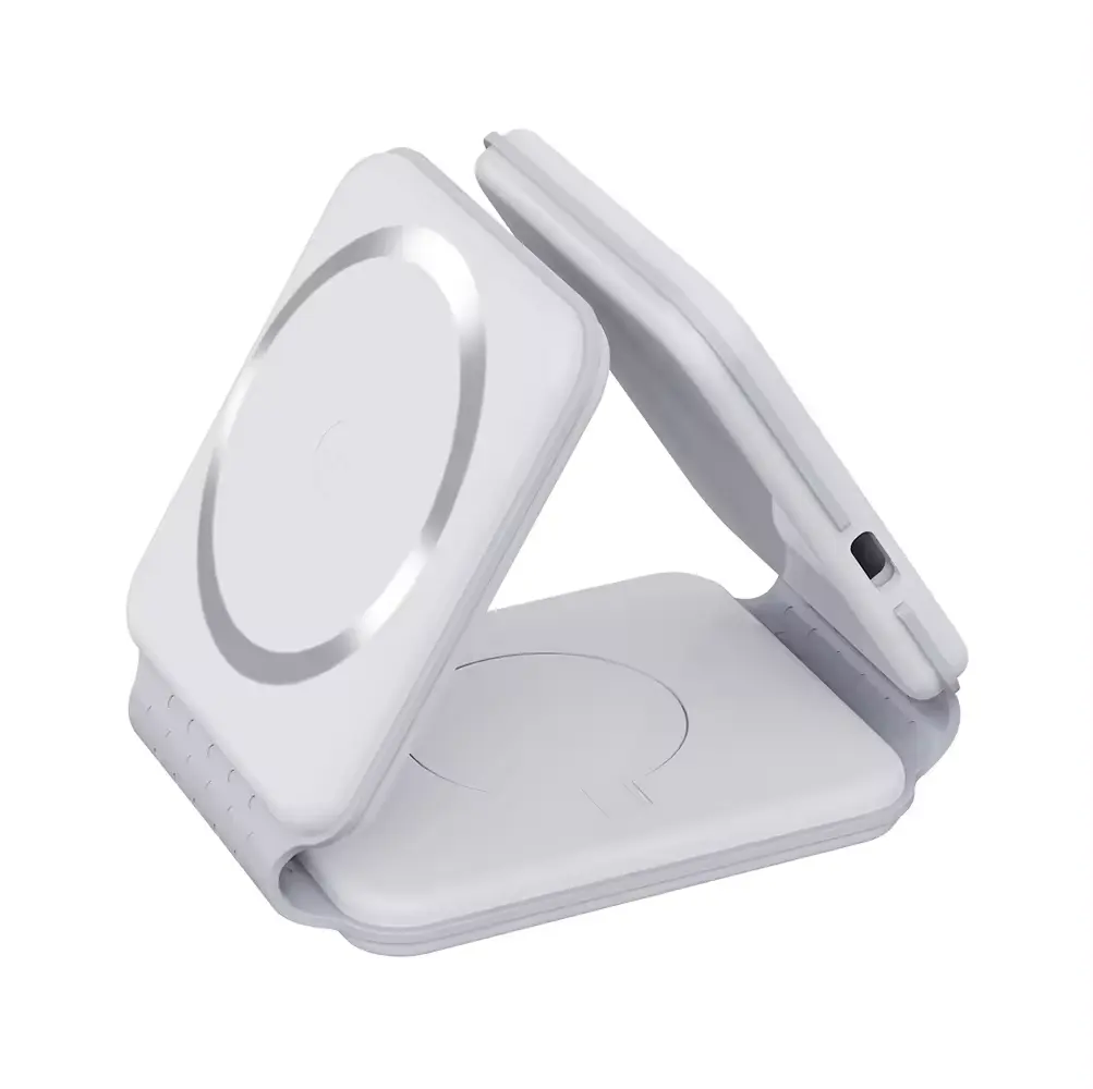 Stazione di ricarica universale pieghevole telefono Stand Qi ricarica rapida forte magnetico 3 in 1 caricatore Wireless per prodotti di elettronica