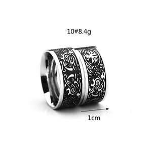 Bague en acier inoxydable Viking Arbre de Vie unisexe, design gravé noir, bijoux pour hommes et femmes - Product Image 5