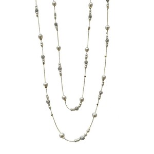 Korean Style White Pearl Necklace Multi Layered Star Pattern Geometric Design Gold Silver Chain Everyday Wear Autumn Winter - Product Image 5