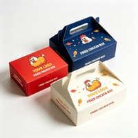 Boîte en carton pour poulet frit avec poignée, emballage alimentaire à emporter, boîte pour frites, personnalisable, vente en gros
