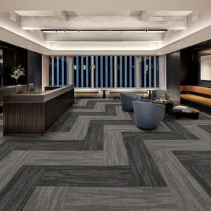 Modern Loop Pile Carpet Tile 50x50 Tufted Bitumen Self-Adhesive Cushioned Carpet for Office Commercial Spaces