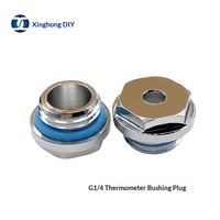 Termometer Radiator Berpendingin Air dengan Sambungan Berlubang Khusus, Ulir G1/42, Lubang Probe 4MM, Pengunci Penghenti Air, Tanpa Kipas, Model 0078