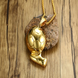 Wholesale Stainless Steel Jewelry Football Pendant Gold Plated Sneakers Shape <b>Men's</b> Pendant <b>Necklaces</b> - Product Image 6