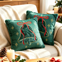 Housse de coussin en fausse fourrure brodée XM-242, motif sapin de Noël, cloche, flocon de neige, nouvelle collection Noël