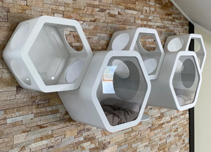 デザイナーズ 木製ハウス 室内ペット家具 猫用クライミングシェルフ ウッド棚 ウォールマウント 猫のおもちゃ キャットツリー - Product Image 5