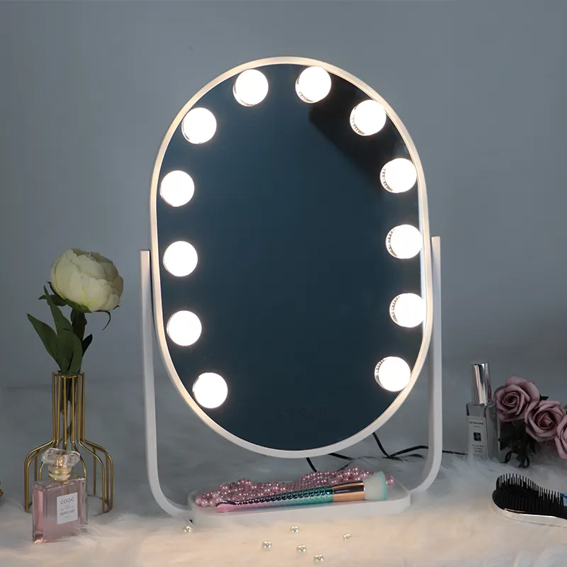 12pcs Light Bulbs Desktop Touch Sensor Dressing Table Vanity Mirror With Light Hollywood Led Makeup Mirror