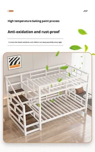 Hiện đại King-size dành cho người lớn Loft giường đầy đủ kim loại ký túc xá giường thiết kế cho các trường học sử dụng - Product Image 6