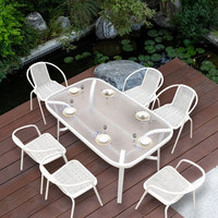 Ensemble de tables basses d'extérieur modernes pliables en acier au carbone blanc, trois pièces, pour patio, jardin, loisirs, imperméables, résistantes au soleil, empilables