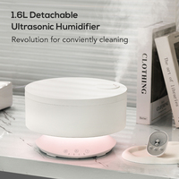 Diffuseur d'arômes ultrasonique à faible bruit, 1,6 l, réservoir d'eau amovible, humidificateur d'air à brume froide pour la maison et le bureau