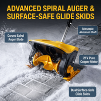 Pelle à neige électrique sans fil 21V Lithium-Ion, souffleuse à neige légère de 4,55 kg, pliable, télescopique, autopropulsée, professionnelle